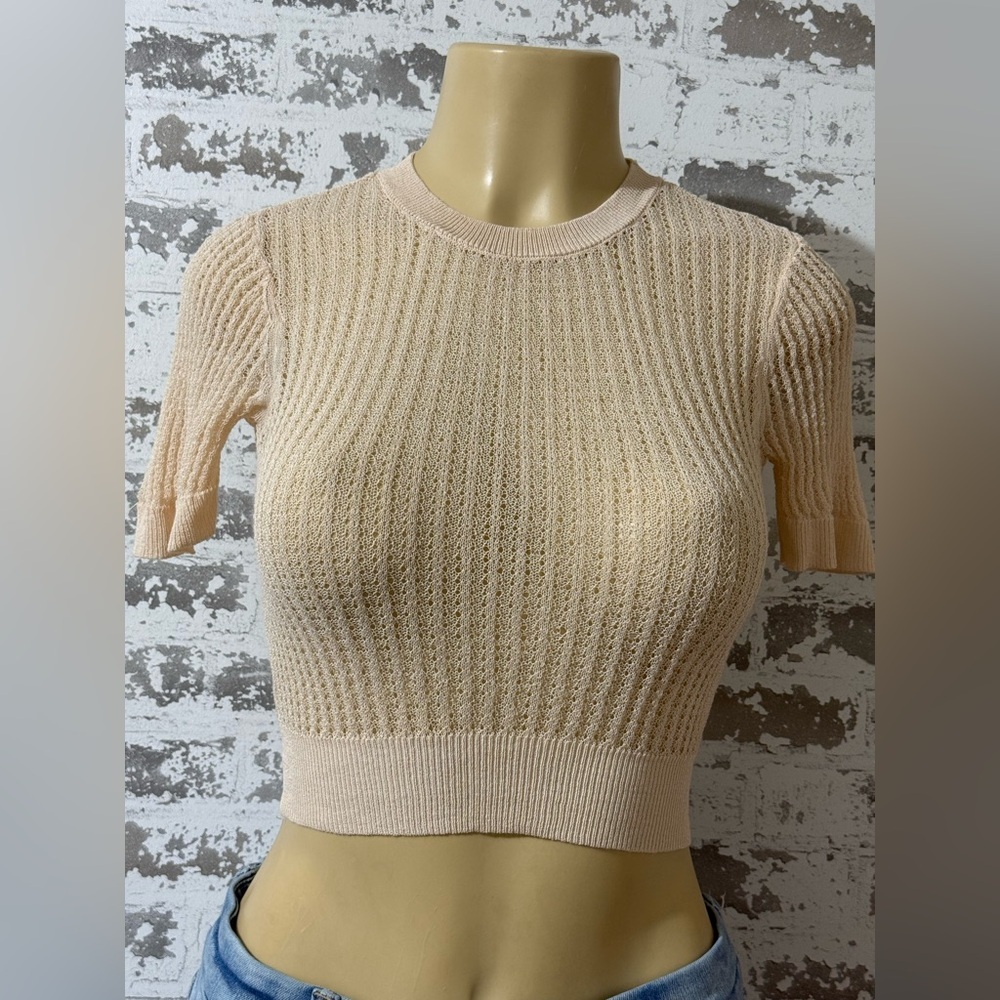 Zara Beige Ribbed Crop Top